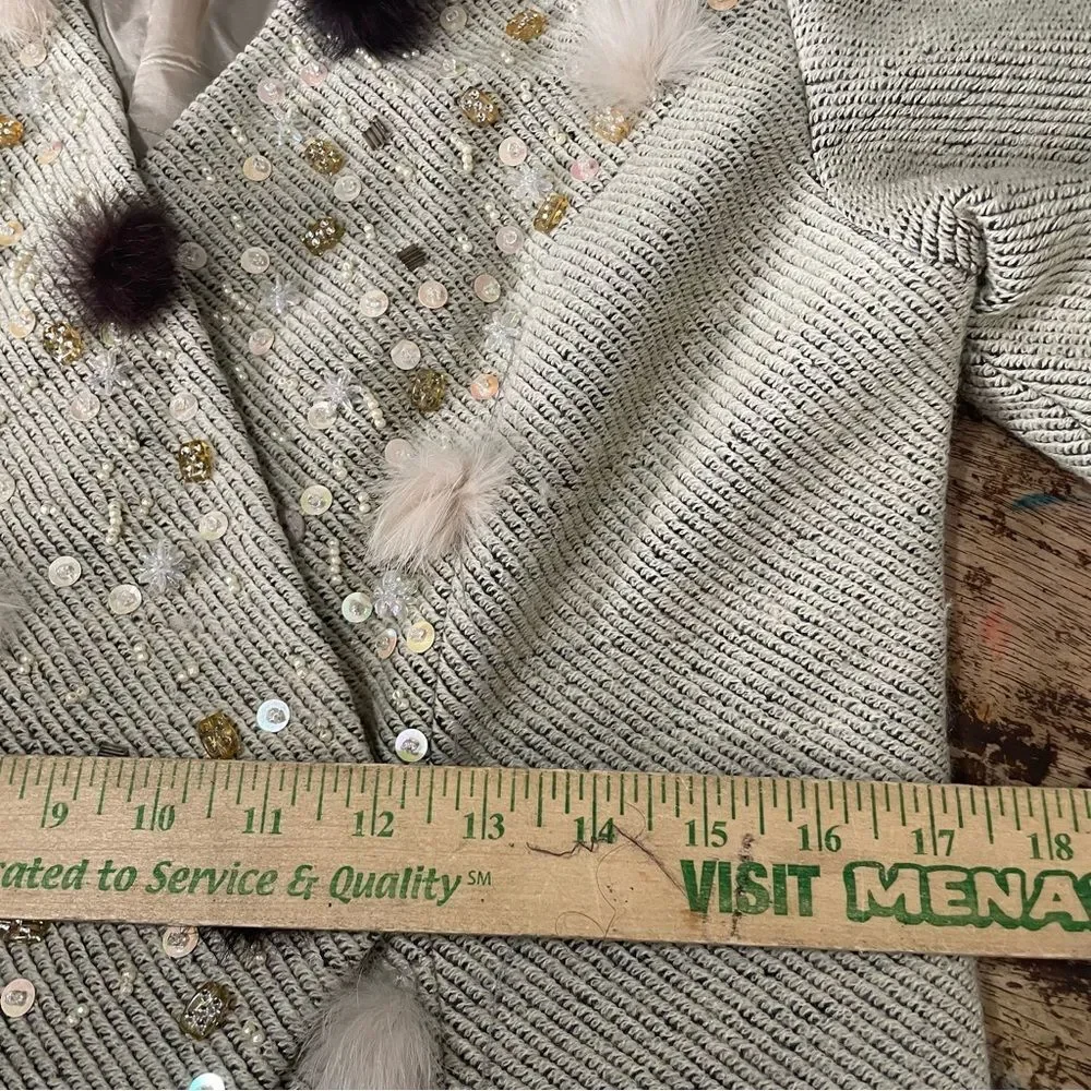 Vintage Donna Vinci Couture Two Piece Embellished Skirt Suit Set Size‎ 16 Flaw